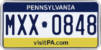 PA license plate MXX0848