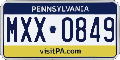 PA license plate MXX0849