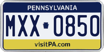 PA license plate MXX0850