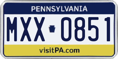 PA license plate MXX0851