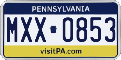 PA license plate MXX0853