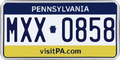 PA license plate MXX0858