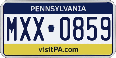 PA license plate MXX0859