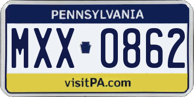 PA license plate MXX0862