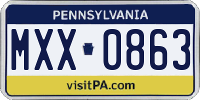 PA license plate MXX0863