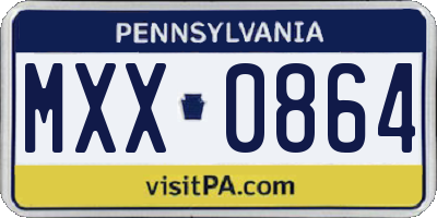 PA license plate MXX0864