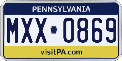 PA license plate MXX0869