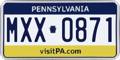 PA license plate MXX0871