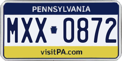 PA license plate MXX0872