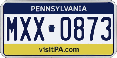 PA license plate MXX0873