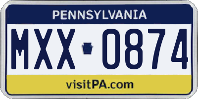 PA license plate MXX0874