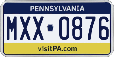 PA license plate MXX0876