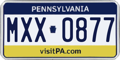PA license plate MXX0877
