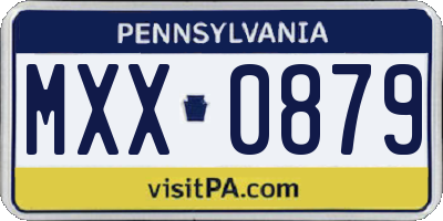 PA license plate MXX0879