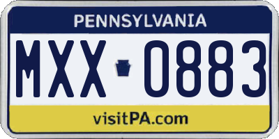 PA license plate MXX0883