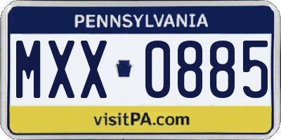 PA license plate MXX0885