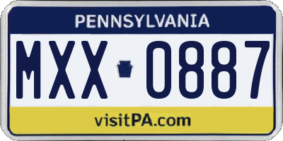 PA license plate MXX0887
