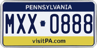 PA license plate MXX0888