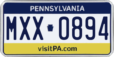 PA license plate MXX0894