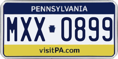 PA license plate MXX0899