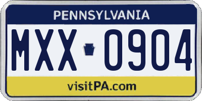 PA license plate MXX0904