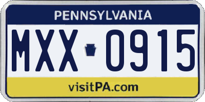 PA license plate MXX0915