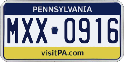 PA license plate MXX0916