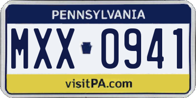 PA license plate MXX0941