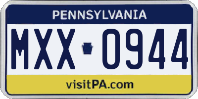 PA license plate MXX0944