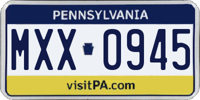 PA license plate MXX0945