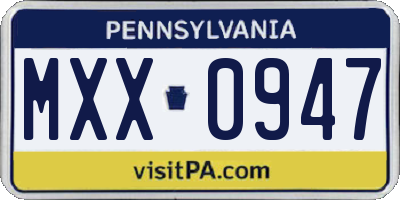 PA license plate MXX0947
