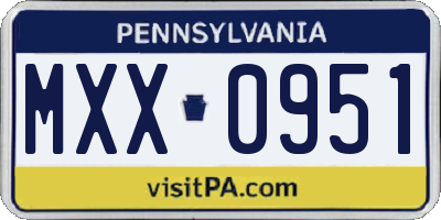 PA license plate MXX0951