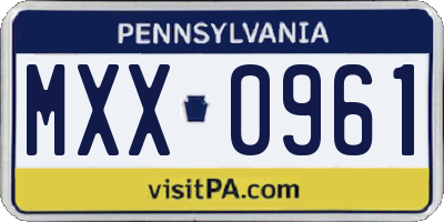 PA license plate MXX0961