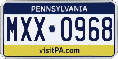 PA license plate MXX0968