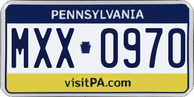 PA license plate MXX0970