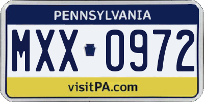 PA license plate MXX0972