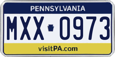 PA license plate MXX0973