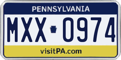 PA license plate MXX0974