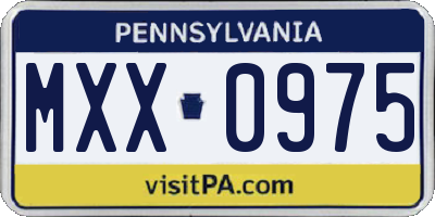 PA license plate MXX0975