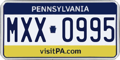 PA license plate MXX0995