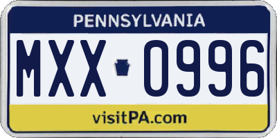 PA license plate MXX0996