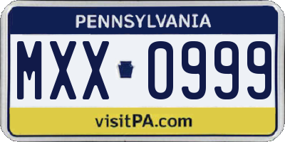 PA license plate MXX0999