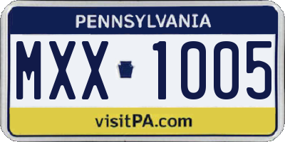 PA license plate MXX1005