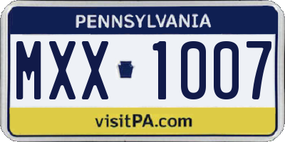 PA license plate MXX1007