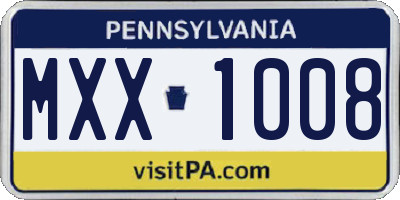 PA license plate MXX1008
