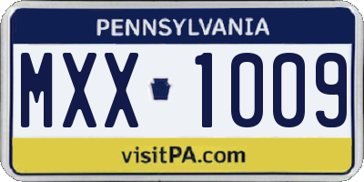 PA license plate MXX1009