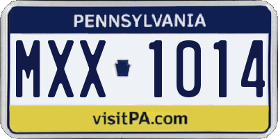 PA license plate MXX1014