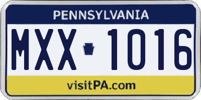 PA license plate MXX1016