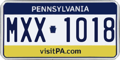 PA license plate MXX1018