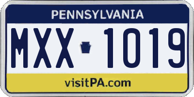 PA license plate MXX1019